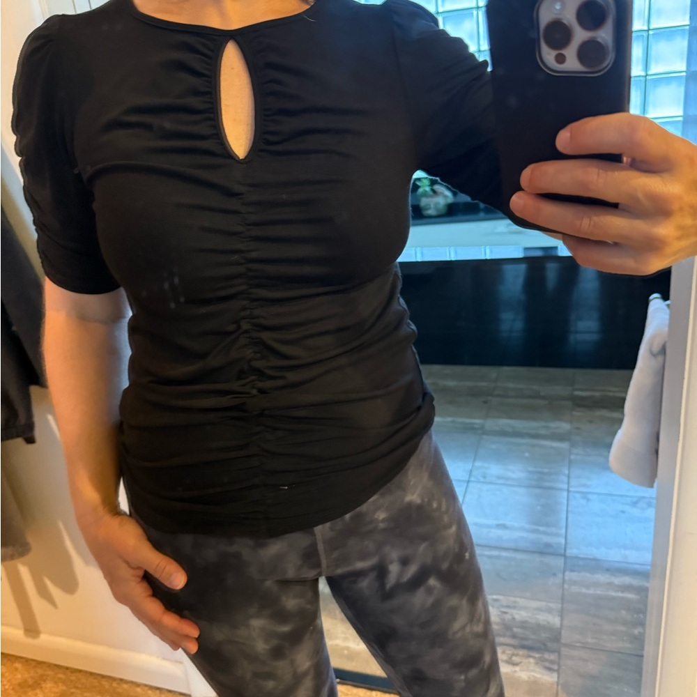Frame Black Ruched Top
